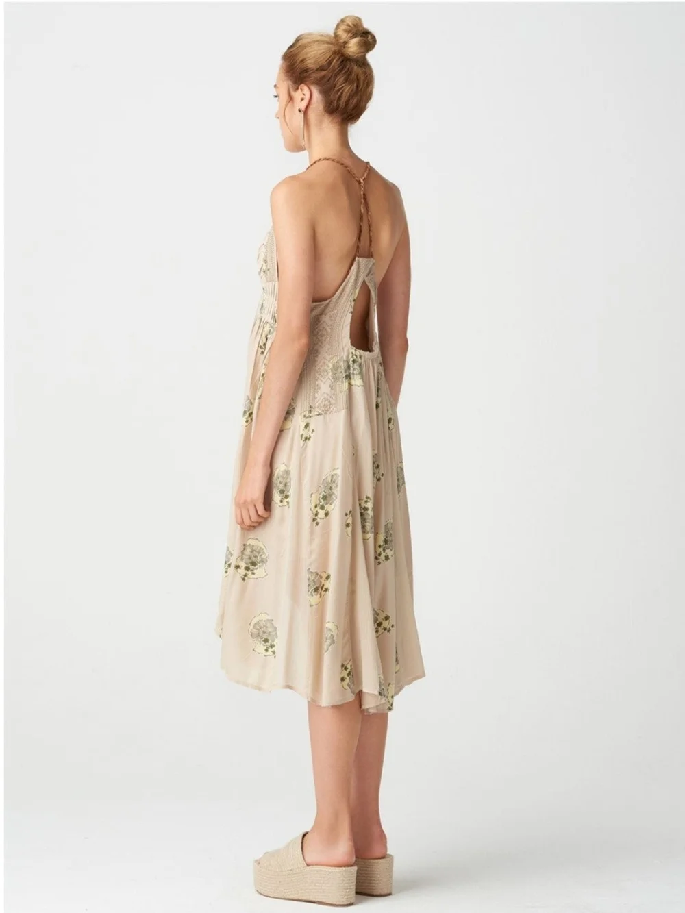 Free People Beige Floral Backless Dress - Picture 4 of 6